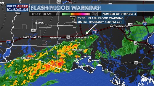 3.7K views · 25 reactions | A Flash Flood Warning has been issued for portions of SWLA including the following parishes: Lafayette, Iberia, Acadia, Vermilion, St. Martin, Jefferson Davis, Cameron, and is in effect until: Dec 04, 2025 1:30PM. Flooding is already occurring, or is possible soon, so use caution in these areas. Avoid driving through standing water. Be sure to check our app for the latest radar view, and download the app here: https://m.cmpgn.page/ZxkcRJ | KPLC 7 Weather | Facebook