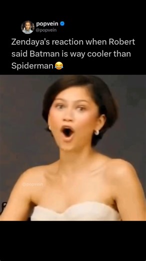 Zendaya's reaction when Robert Pattinson said Batman is way cooler than Spiderman 😂
