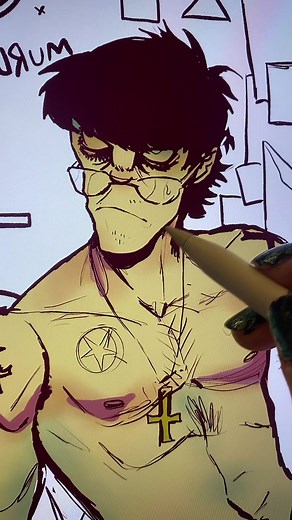Creating Muscular Gorillaz Fan Art | Murdoc Niccals Drawing Process