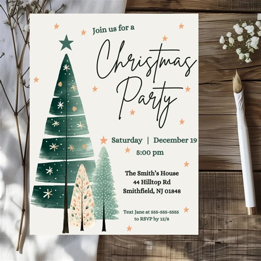 Christmas Party Invitation Template: X-mas Holiday Gathering (digital Download) - Etsy