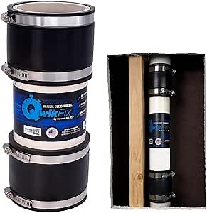 Fernco QwikFix Broken Pipe 4" Coupling Repair Kit for Plastic, Cast Iron and Steel Pipes in Black