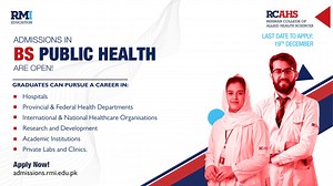 BS Public Health at Rehman College of Allied Health Sciences is suitable for all aspiring pre-medical students aiming for a successful career in public health. The degree programme strengthens the students' key biological and social sciences concepts and trains them to pursue evidence-based approaches, making them strategic leaders in the field. Become a part of RCAHS and be the future of healthcare! Apply now: https://admissions.rmi.edu.pk #FutureofHealthcare #RMIEducation | RMI Education