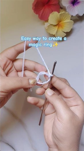 easy way to create a magic ring ✨ (tutorial)#crochet #youtubeshorts #fyp #trending use this audio