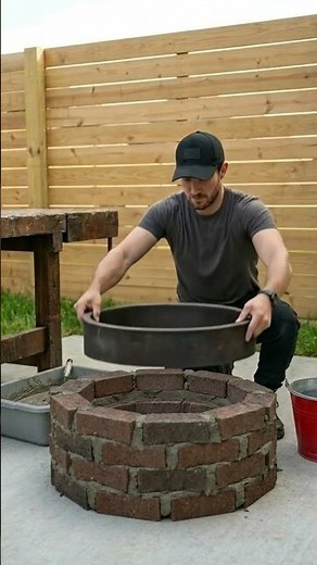 Built My Own Fire Pit From Scratch 🔥🧱#DIY #FirePit #BackyardDIY #BrickFirePit#OutdoorLiving #DIY