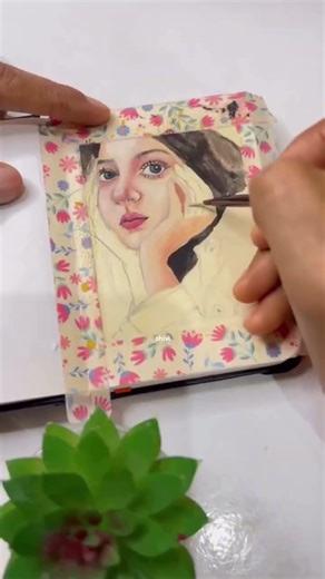 Realistic Portrait in Gouache | Mini Sketchbook Magic! #menorahcreatif #menorahsketchbook #ytshorts