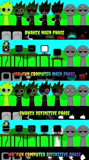 Sprunki Main Phase 1-7 Vs Sprunki Definitive Phase 1-7 Of Owakcx & Mr. Fun Computer #incredibox