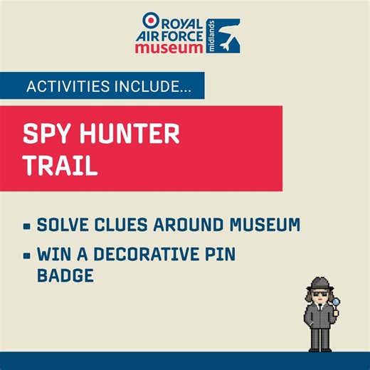 This October Half Term, bring your junior spies to the RAF Museum in the Midlands! 🕵️‍♀️🔍​ Join the Spy-Hunter Trail to uncover stolen top-secret plans, race LEGO spy cars, and get exclusive access inside the ‘Spy in the Sky’ Nimrod aircraft! ✈️ Your kids will love becoming secret agents for the day, solving mysteries and discovering aviation history. | The Royal Air Force Museum Midlands
