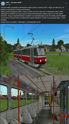Simt Simulator - Představení tramvaje ČKD Tatra K2P DPMB - Info z oficiálního FB - 30.8. 2025