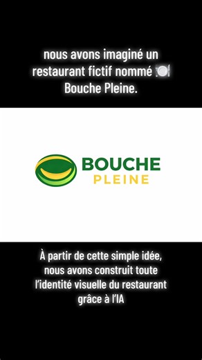 ✨ Quand l’IA rencontre la créativité, une idée devient une marque. Aujourd’hui, grâce à l’intelligence artificielle et surtout à une vision créative claire, il est désormais possible de concevoir l’identité visuelle complète d’un projet, de A à Z. Dans cet exemple, nous avons imaginé un restaurant fictif nommé 🍽️ Bouche Pleine. À partir de cette simple idée, nous avons construit toute l’identité visuelle du restaurant : ✅ le logo ✅ les tenues des serveurs et des cuisiniers ✅ le packaging à empo