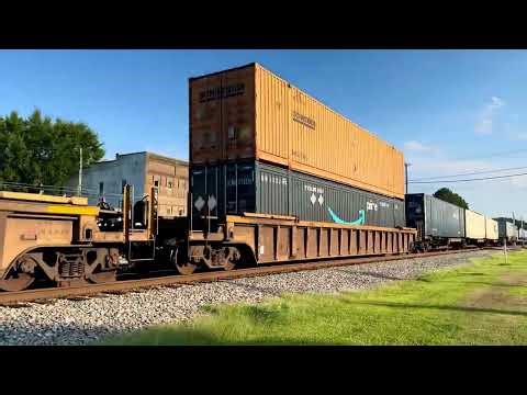 CSX 7230 Haulin’ Double Stacked Shipping Containers Through Elm City, NC