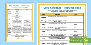 Harvest Time Crop Calendar