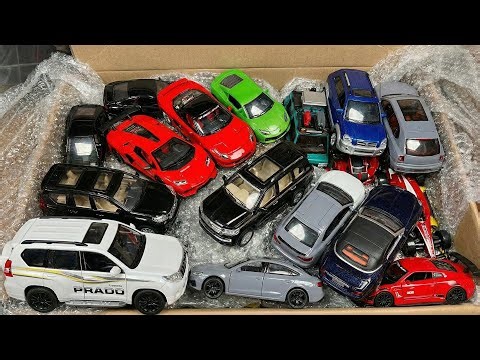 Box Full of 1:24 Scale Diecast Model Cars, Honda, Toyota, Lamborghini, Tesla, Rolls Royce, Van RP