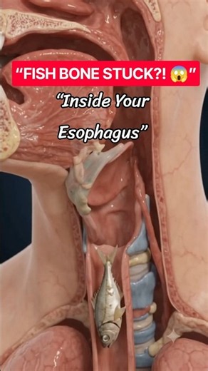 “What happens if a sharp fish bone gets stuck inside your throat? 🐟😱”