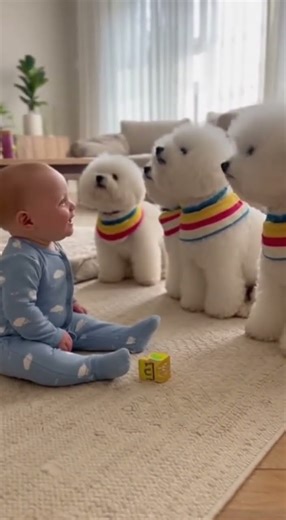 Baby's First Friends: 4 Fluffy Bichons! 🐶👶