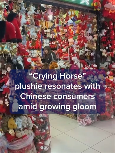 While Americans worry about inflation and affordability, the Chinese are fretting about deflation and a down economy. To get a sense of Chinese consumer confidence today, visit Beijing toy seller Gao Lan, where a frowning horse plushie is selling out for the Year of the Horse. According to state media, a factory worker mistakenly sewed the toy’s smile upside down, creating a runaway hit in #China referred to as “the crying horse.” Find the full report at the #linkinbio or the link on screen. #CN