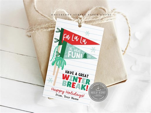 Editable Christmas Gift Tag Printable Digital Download Canva Template Winter Break Treat Tags Corjl - Etsy