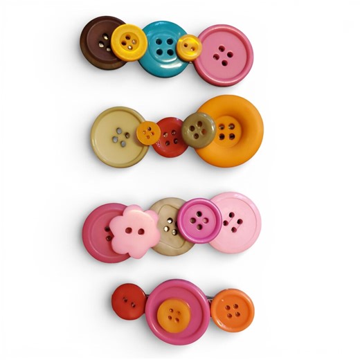 Button Hair Clips - Brown Pink Orange - Indie Cutecore Clowncore Whimsy Whimsical Quirky Twee Y2K Alternative Fashion Aesthetic - Etsy