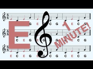 How to Read Notes in 1 Minute: E - 3 Notes, Treble Clef, A B C, Adagio (Slow)