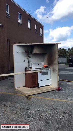 20M views · 615 reactions | "Sarnia Fire Rescue Services wanted to demonstrate why you should NEVER throw water on a grease fire! Always “look while you cook” but if your cooking oil ever catches on fire safely put on a tight-fitting lid or cookie sheet, turn off the heat and let it completely cool." - Sarnia Fire Rescue | The National Desk - TND | Facebook