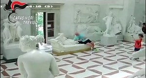 WATCH: A tourist accidentally snapped off part of a 19th-century sculpture as he posed for a photograph with the artwork in an Italian museum on Friday. According to the museum officials, the man who damaged the 200-year-old artwork of Antonio Canova was an Austrian man who was part of a group of tourists visiting the Gypsotheca Antonio Canova museum. (Video courtesy of Carabinieri Treviso) | Philippine Star