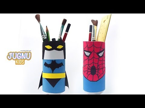 How to create Spiderman and Batman Pencil stand | Craft Videos for Kids | Superman vs Batman