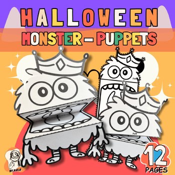 Halloween Monster Puppet Craft | Cut, Color & Create Printable Activity