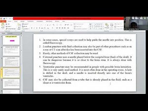 CSF collection and Analysis of Test
