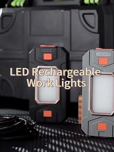 LED Rechargeable Magnetic Work Lights COB Mechanic Lights Magnetic Base & Hanging Flashlight 4 Lighting Modes This rechargeable work light has 4 modes brightness, namely COB FLOOD HIGH MODE, COB FLOOD MED MODE, SPOT LIGHT MODE, and RED STROBE. Strobe can serve as a warning light to remind others to avoid danger. Magnet & Portable Charger The magnetic work light has a strong magnet and a rechargeable long-life battery, and equipped with USB-C input port and output port. You can put work light to
