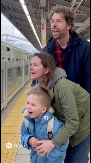 【衝撃】爆速で通過する新幹線を見て驚愕する外国人親子３人【海外の反応】 #海外の反応 #感動の館 #スッキリする話 #衝撃の事実 #感動する話