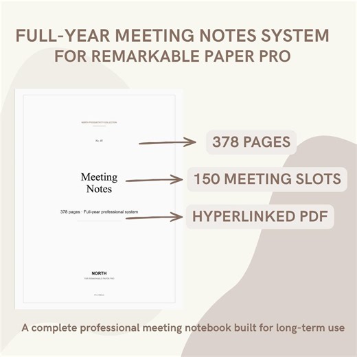 Remarkable Paper Pro Meeting Notes, Hyperlinked PDF, 378 Pages, 6 Templates - Etsy