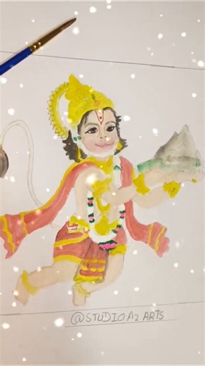 🧡 Bal Hanuman Watercolor Painting | #drawing #artvideo