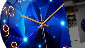 Extra Large Wall Clocks for Living Room Decor 24 Inch Glass Blue Clock Battery Operated Analog Silent Wall Clock Modern