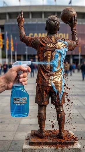 “Cleaning Rust Off Football Legends Statues 😳⚽ (Messi, Ronaldo, Maradona)” #FootballLegends #RustRemoval #Messi #OddlySatisfying #fyp
