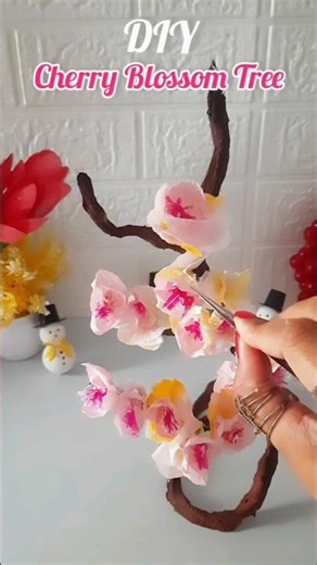 DIY Tissue Cherry Blossom Tree #shorts #viralshorts #tissue#craftideas#handmade #viralshort#trending