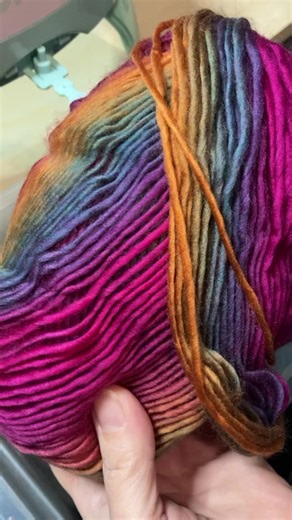 Loving this Facets Yarn by Loops and Threads. It’s just so pretty! #knittingmachine #hat #knitting #hoopandhome | Hoop and Home