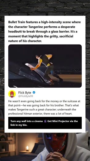 Bullet Train features a high-intensity scene where the character Tangerine performs a desperate head