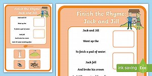 Finish the Rhyme: Jack and Jill Worksheet