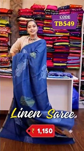💙 Linen Saree 💙✨ CODE: TB549