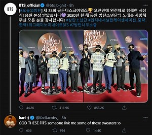 Karl Jacobs wants a BTS sweater, and the internet can't get enough of it