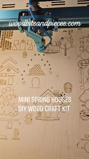 1K views · 20 reactions | Mini Spring Houses! DIY Wood Craft Kit #craft #crafting #spring #springdiy #smcraftkits #craftkits #woodcrafts #smallbusiness #diyprojects #fyp #woodbitsandpieces #thunderlaser #thunderlaserusa | Wood Bits & Pieces | Facebook