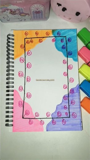 Colorful Aesthetic Notebook Border🌈✨| Easy Cute Page Design✨💖 #borderdesign#frontpage#notebookdesign