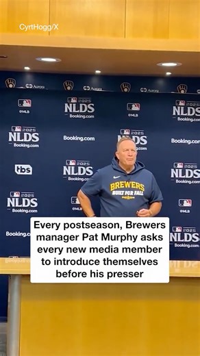 237K views · 2.3K reactions | Milwaukee Brewers head coach Pat Murphy has a postseason tradition: he spends the first five minutes of his opening press conference personally greeting every media member, sometimes ending each interaction with a “God bless you.” ( via CyrtHogg/X) | Front Office Sports | Facebook