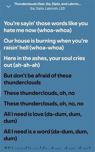 Thunderclouds Sia lyric video