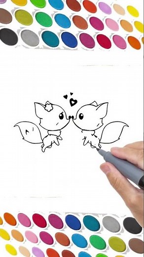 How to draw and color cute fox 🦊 easily #shorts
