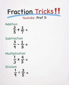 227K views · 9.5K reactions | Simple Fraction Tricks: How to Add, Subtract, Multiply, and Divide Fractions  | Prof D | Facebook
