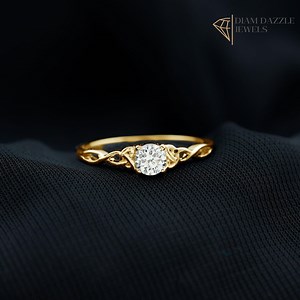 Vintage 14k Gold Celtic Knot Engagement Ring, Lab Diamond Celtic Knot Wedding Ring, Unique Irish Braided Ring, Solitaire Celtic Braided Ring - Etsy