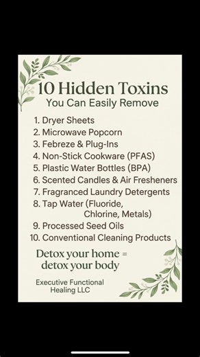 Think you’re living clean? These everyday items might be sabotaging your hormones, gut, and energy without you realizing it. Detox your home, and your body will follow. #ExecutiveFunctionalHealing #FunctionalMedicine #DetoxYourHome #ToxinAwareness #CleanLiving #HolisticHealth #ToxinFreeHome #NaturalWellness #RootCauseHealing #HealthyHome #FortWorthWellness #DallasHolisticHealth #HolisticDetox #WholeBodyHealing #GutReset | Executive Functional Healing LLC