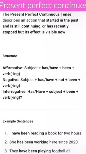 Present perfect continuous Tense #Grammar#englishgrammar