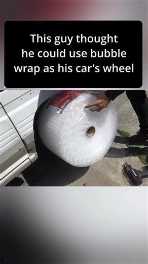 Putting a car tire made out of bubble wrap on a Kei Van imported from Japan | Life OD.