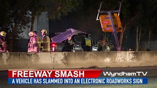 WynTV on Instagram: "Princes Freeway outbound drivers are facing delays after a 4.45am crash. Emergency services responded after a vehicle hit a trailer-mounted road sign."